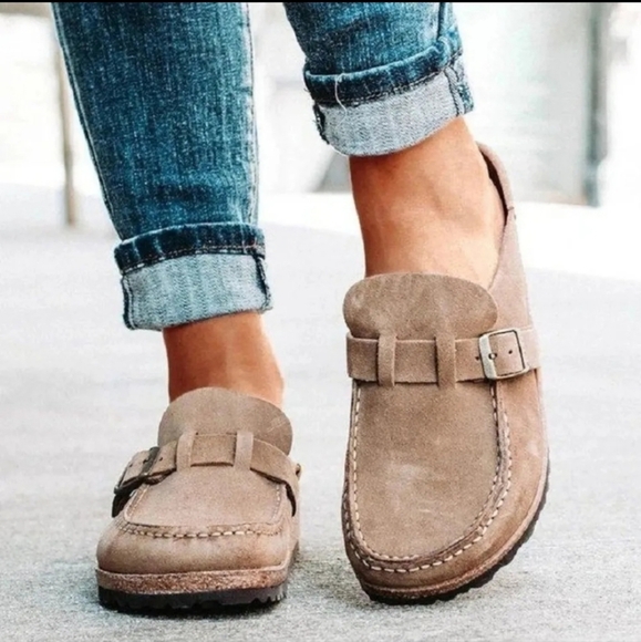 Round Toe Low Heel Buckle Loafers - Picture 1 of 4